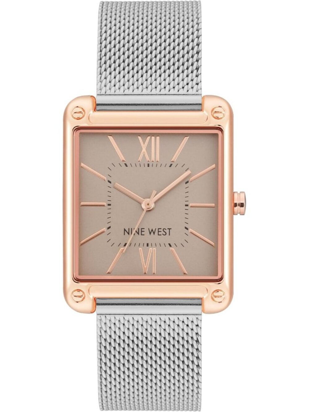 Women's Silver/Rose Gold Mesh Bracelet Mineral Crystal Lens Stylish Wrist Watch